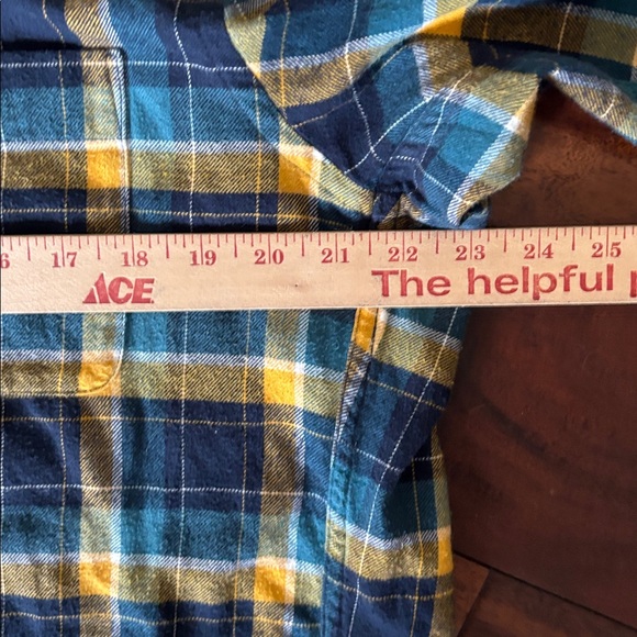 Uniqlo | men’s Teal and Mustard Plaid Shirt - Picture 10 of 13